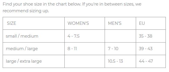 Sockwell Socks Size Chart